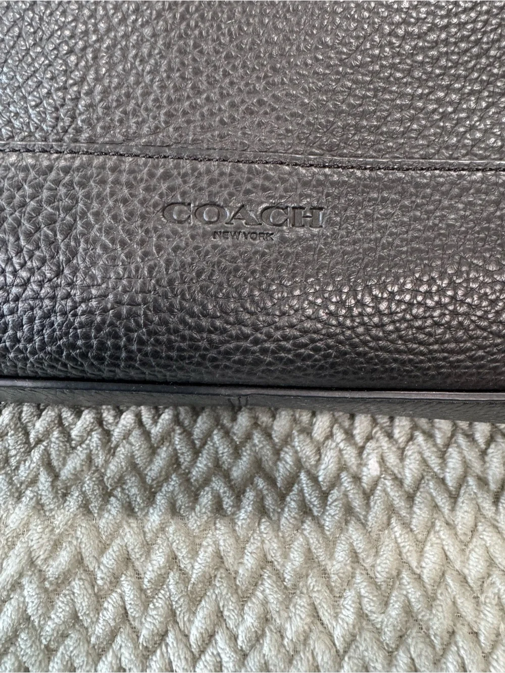 COACH Hamilton Black Pebble Leather Portfolio Briefcase Messenger Laptop Bag
